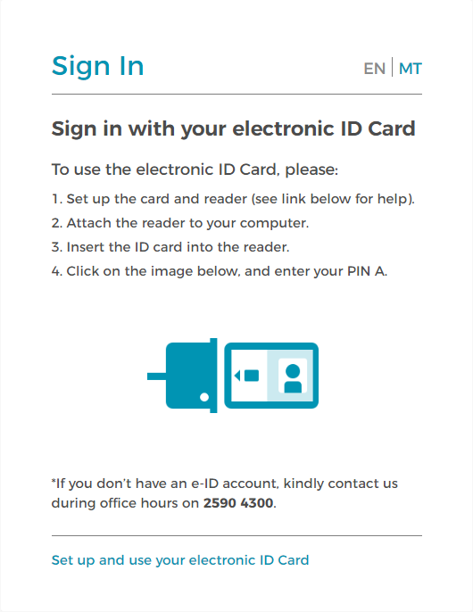 Steps to sign in with your electronic ID card
